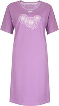 Tenderness Dames Nachthemd Slaapkleedje - Bloemenprint - 100% Gekamde Katoen - Paars - Maat L
