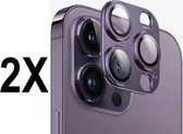 Screenz® - Camera lens protector geschikt voor iPhone 14 Pro / 14 Pro luxe paars - Screenprotector - Beschermglas - Glasplaatje geschikt voor iPhone 14 Pro / iPhone 14 Pro Max - 2 stuks