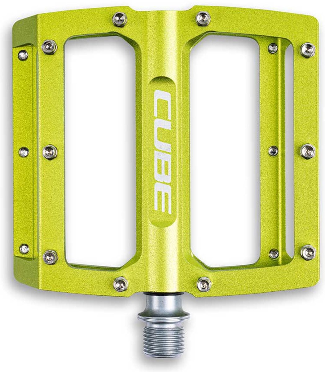 CUBE Pedalen All Mountain - Fietspedalen - Lichtgewicht platformpedaal - CNC Gefreesd Aluminium - 105 x 95 x 17 mm - Groen