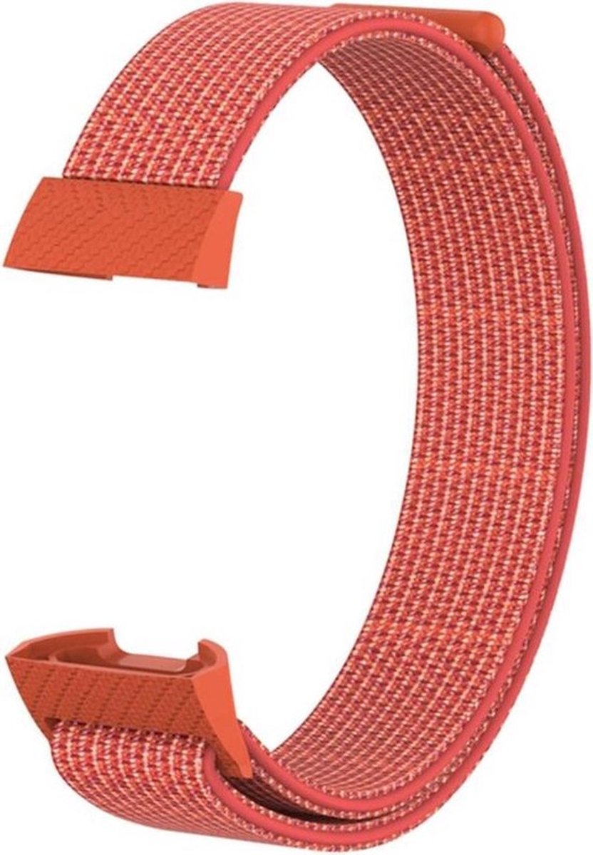 Shop4 - Geschikt voor Fitbit Charge 3 Bandje - Nylon Oranje
