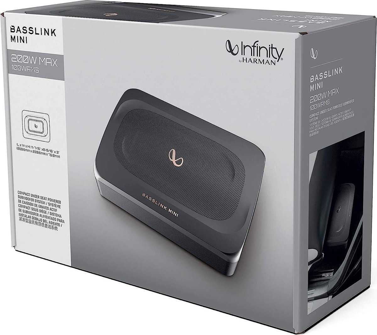 Infinity Basslink Mini Compacte Actieve Underseat Subwoofer 200W met Bassremote – foto 4