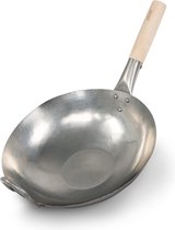 Handgehamerde wok - traditionele Aziatische pan - braadwok van koolstofstaal - geschikt voor inductie - diameter 30 cm