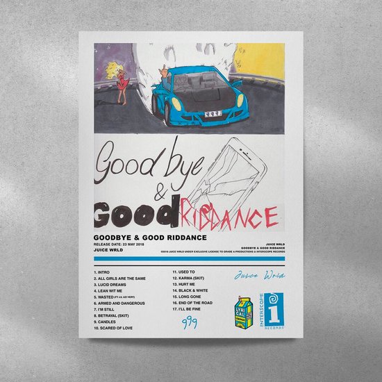 Juice Wrld - Goodbye & GoodRiddance - album cover- metalen poster ...