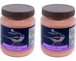 2x Potten vogelpindakaas met bosvruchten 330 gram - Winter vogelvoer/dierenvoer