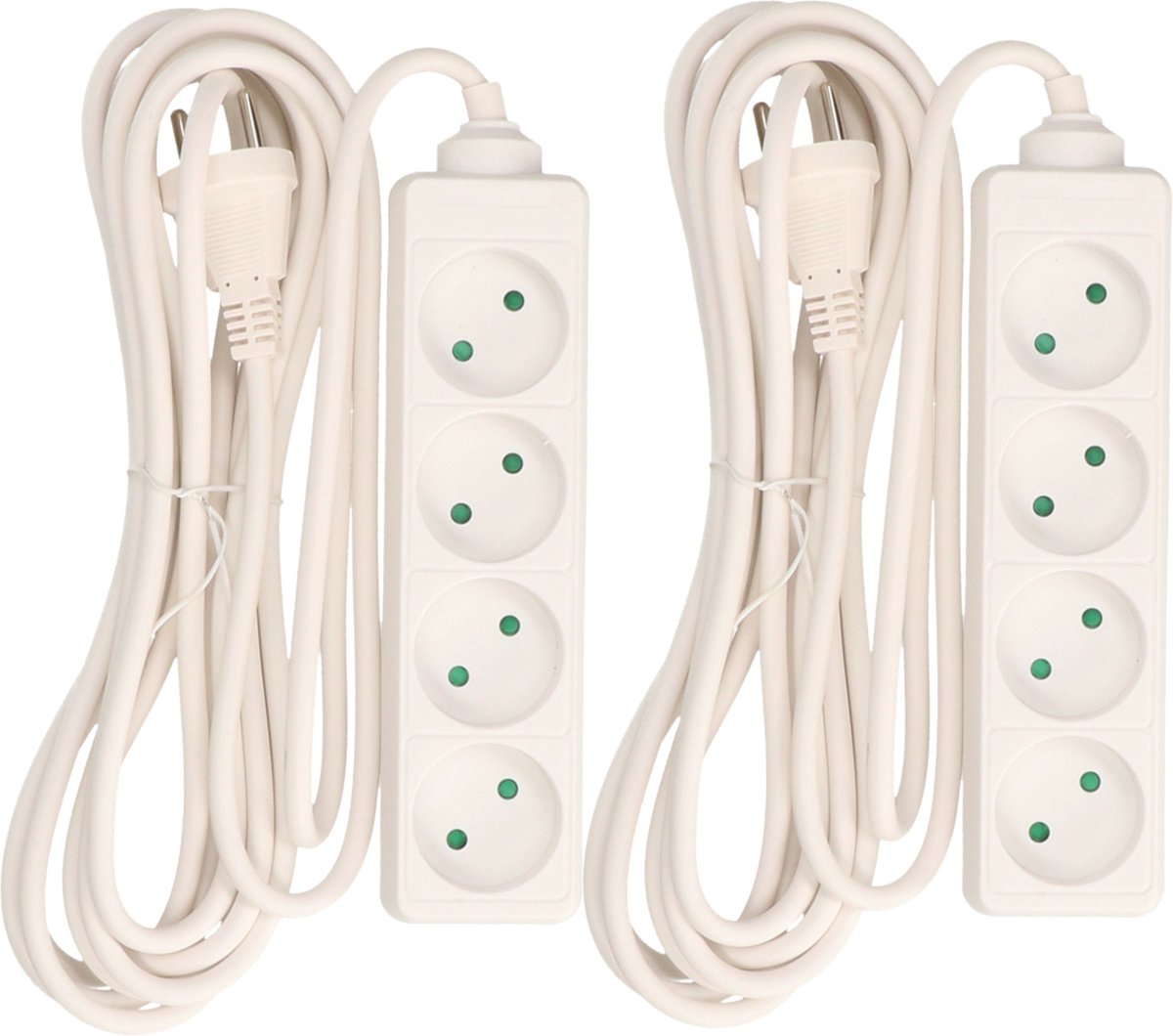 2x Stekkerdoos 4-voudig wit - 5 meter - Witte stekkerdozen - Verlengsnoeren/verlengkabels