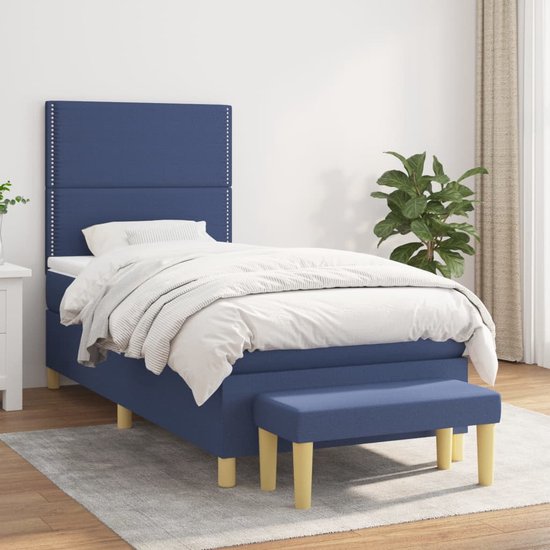 The Living Store Bed - Pocketvering 100x200 - Middelharde ondersteuning - Blauw