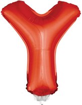 Rode opblaas letter ballon Y op stokje 41 cm