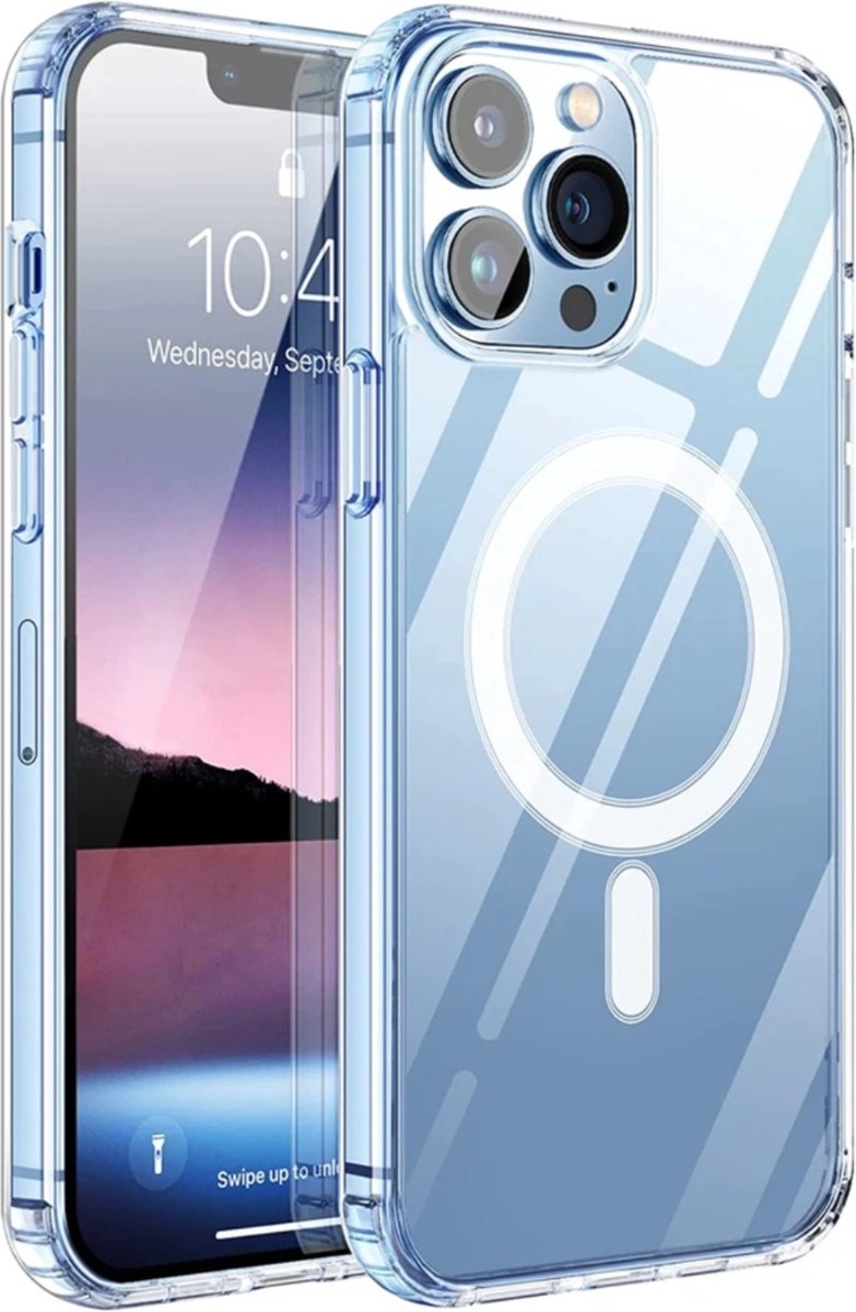 iPhone 15 Plus MagSafe telefoonhoesje transparant - shoptelefoonhoesje - sterke magneet - MagSafe Apple