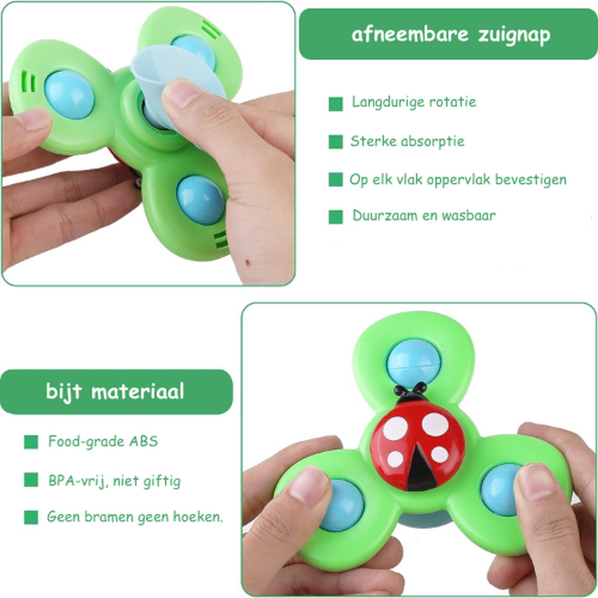 Jouets sensoriel Bébé avec ventouse - Jouet rotatif anti-insectes, ABS sans  BPA, pour