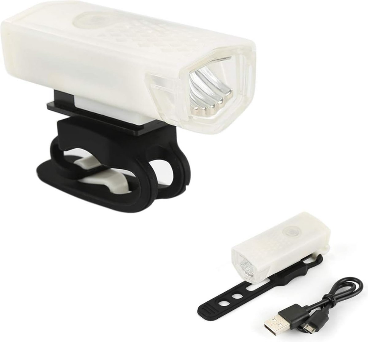 JN 300 lm witte Waterdichte oplaadbare fietslamp - voorlicht- 300 lumen - Superfelle fietsverlichting met USB-kabel - Wit - koplamp - voorlamp fiets