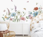 Muursticker klaprozen muursticker tuin bloemen vlinder muursticker wanddecoratie voor woonkamer slaapkamer bank achtergrond