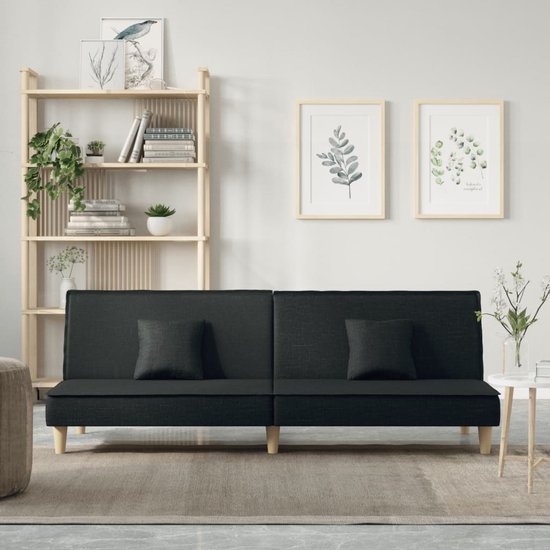 The Living Store Slaapbank - Zwart - 200x89x70 cm - Verstelbare rugleuning - Comfortabele zitplaats - Duurzaam materiaal