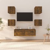 The Living Store TV-meubelset - Gerookt eiken - 4x (S) 30.5x30x30cm + 1x (L) 100x30x30cm