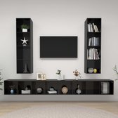 The Living Store TV-meubelset - hoogglans zwart - spaanplaat - 37 x 37 x 142.5 cm - 4x tv-meubel