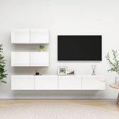 The Living Store Televisiemeubel - Hangende TV-kast - Spaanplaat - Hoogglans wit - 2x 80x30x30cm - 2x 100x30x30cm