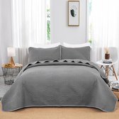 Sprei 240 x 260 cm bedsprei grijze deken microvezel gewatteerd tweepersoonsbed gewatteerde deken als slaapkamerdekbed met 2 x 50 x 70 cm kussensloop voor bed