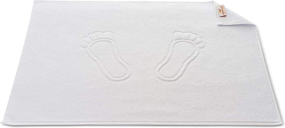 Badmat 50 x 70 cm set van 2 hotelkwaliteit 100% katoen witte voetafdruk badmat/badmat