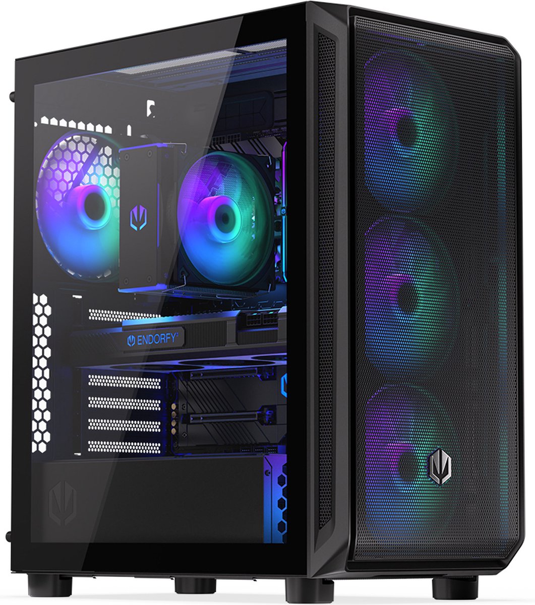 ENDORFY Arx 500 ARGB, PC, Zwart, ATX, ITX, micro ATX, Gehard glas, Gamen, Case fans