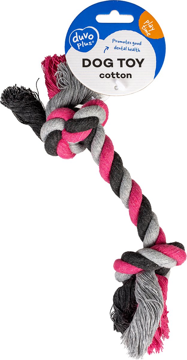 Duvoplus - Speelgoed Voor Dieren - Hond - Knoop Katoen 26cm Roze/grijs/bruin - 1st