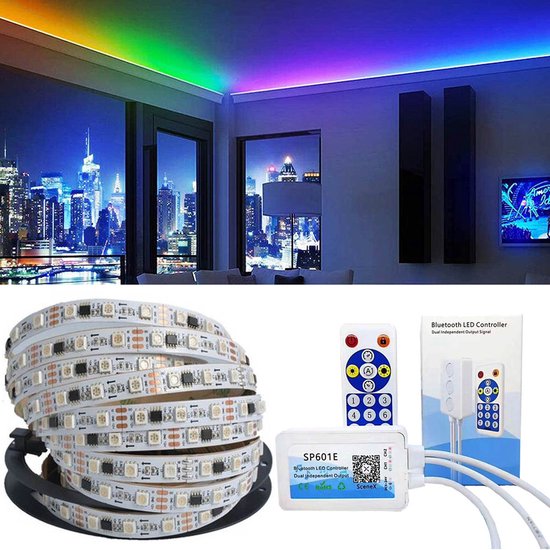 DreamColor - Digital LED (Effet) Strip Set 5 mètres 60led / m (WS2811) avec Bluetooth et contrôleur RF