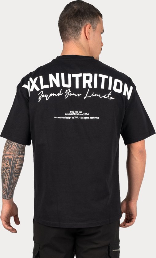 XXL Nutrition - Premium Oversize Tee - T-shirt, Chemise de sport Homme, Chemise Fitness - Zwart - Katoen - Coupe surdimensionnée - Taille XS