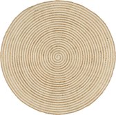 The Living Store Tapis Jute - 90 cm - Handgemaakt - Conception en spirale naturelle et blanche - Fibres résistantes et faciles d'entretien