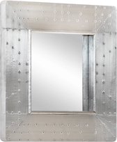 The Living Store miroir d'aviation - miroir d'entrée en métal argenté - 50x50x4 cm