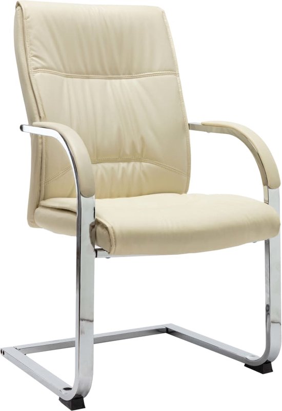 The Living Store Chaise de bureau cuir artificiel crème - Chaise de bureau