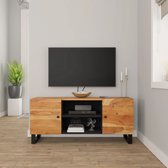 The Living Store Tv-meubel Industrieel Acaciahout 105x33x46cm - Zwart frame