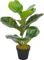 The Living Store Vioolbladplant Kunststof - 45 cm - Levensecht - Groen en Bruin