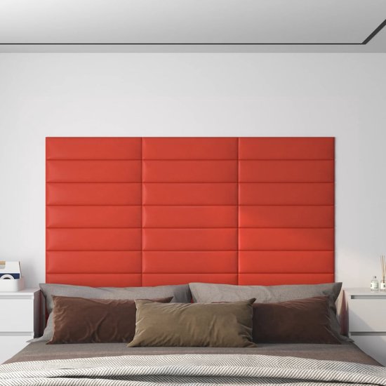 The Living Store Wandpanelen - Trendy - Wanddecoratie - Afmeting- 60 x 15 cm - Ken- Duurzaam materiaal - Kleur- Rood