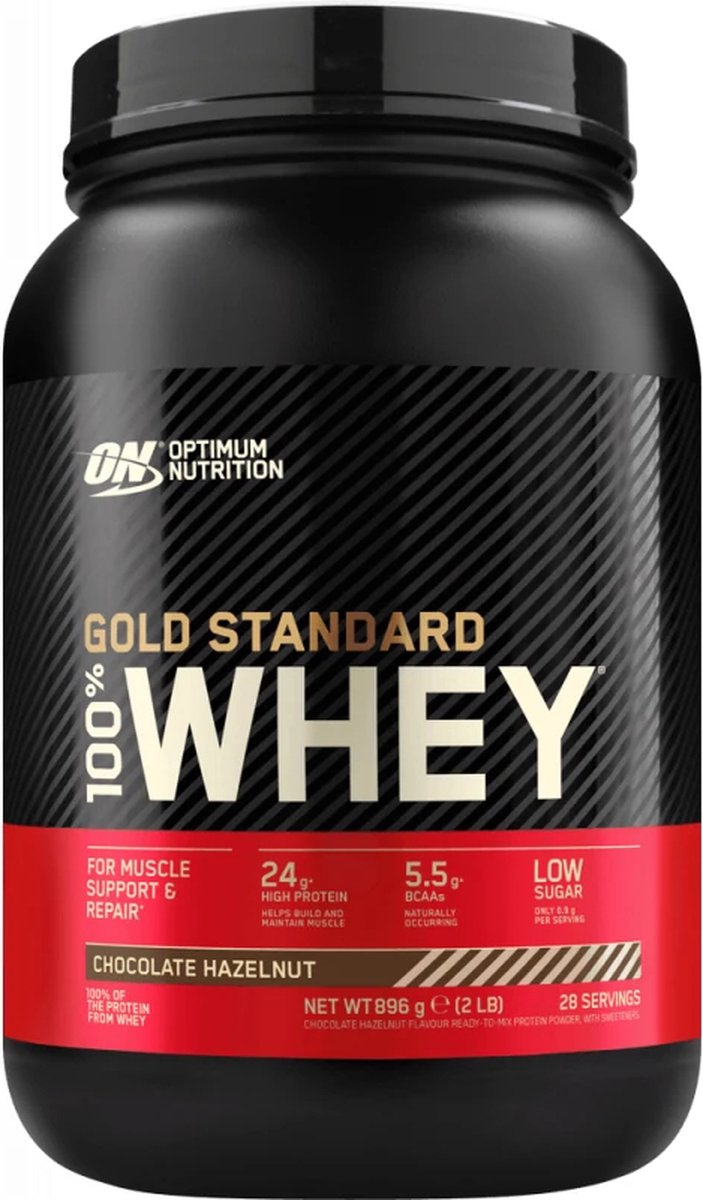 Goedkoopste Optimum Nutrition Gold Standard 100 Whey Protein - Chocolate Hazelnut - Proteine Poeder - Eiwitshake - 28 doseringen (900 gram
