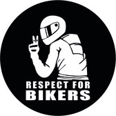 Sticker & Co Sticker - Respect for Bikers - 100mm x 100mm ROND - Bubbelvrij kleven