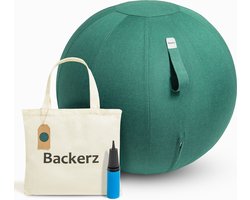Backerz Zitbal Linnen 65 CM - Zitballen met Hoes - Balanskruk – Luxe Yoga Bal - Ergonomische Bureaustoel Bal - Donkergroen