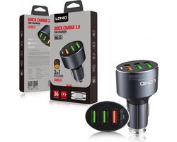 C703Q Universeel Autolader 30W voor Sigarettenaansteker met 3 poorten en Micro USB kabel | Carcharger Car charger | Fastcharger Fastcharging Snellader Quickcahrge | Geschikt voor Apple | Samsung | Huawei | Oppo | Xiaomi en overige