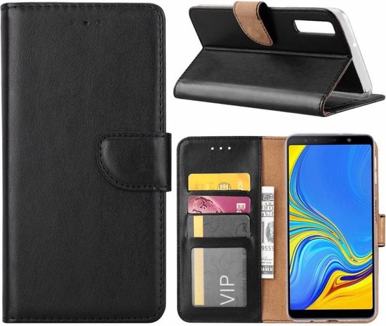 Étui LuxeBass adapté pour Samsung Galaxy A7 2018 - Bookcase Zwart - Etui portefeuille - Bibliothèque - Couverture de livre - Étui de livre - Couverture de livre