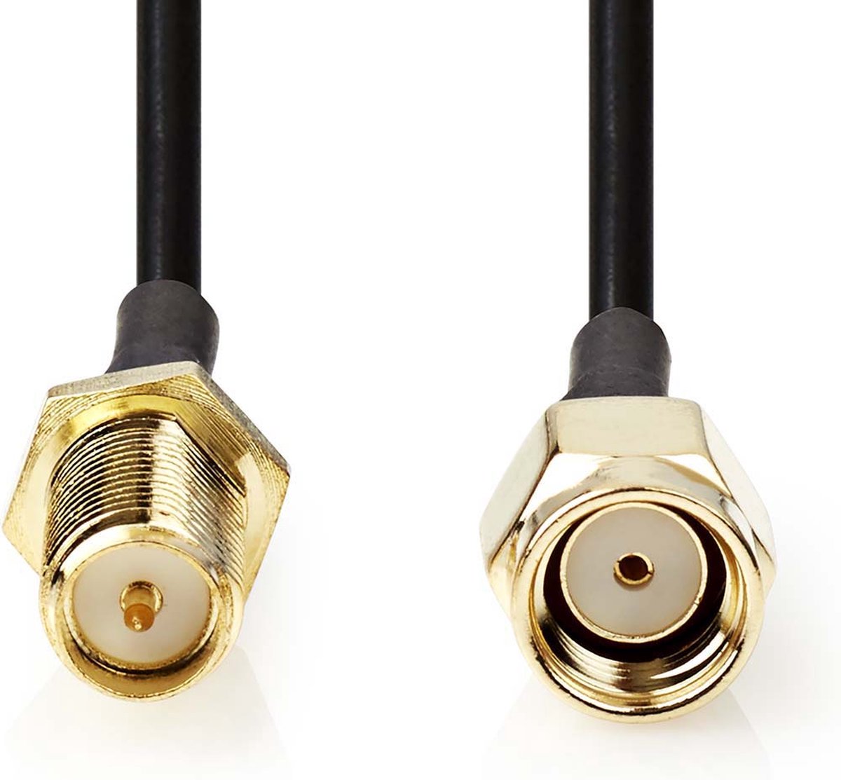 Nedis Antennekabel - RP-SMA Male - RP-SMA Female - Verguld - 50 Ohm - Enkelvoudig Afgeschermd - 3.00 m - Rond - PVC - Zwart - Label