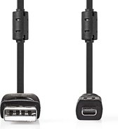 Câble USB Nedis - USB 2.0 - USB-A Male - US-E6 8 broches Male - 480 Mbps - Nickelé - 2,00 m - Rond - PVC - Zwart - Etiquette