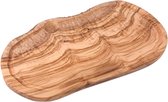Olijfhout snijplank, houten plank, serveerplank, steakplank, kaasplank, olijfhout plank met sapgoot, natuurlijke snede ca. 2 cm dik (39-42 cm)