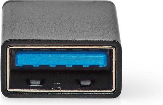 Nedis USB-C Adapter - USB 3.2 Gen 1 - USB-C Male - USB-A Female - 5 Gbps - OTG - Rond - Vernikkeld - Zwart - Envelop