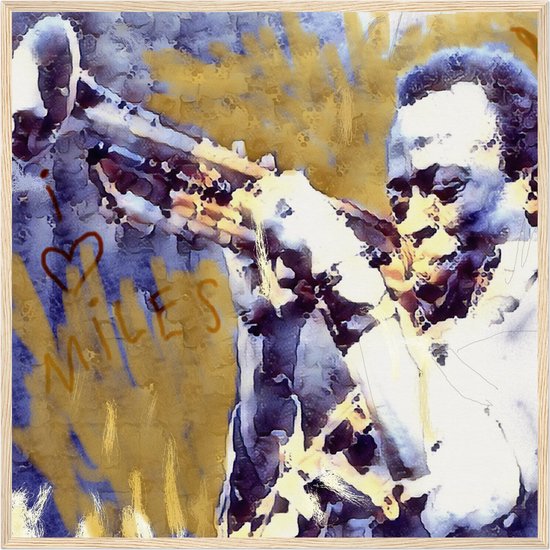 POSTER Miles Davis | Miles Davis poster geel | 50 x 50 cm | muurdecoratie