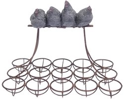 Rek voor eitjes - Eierhouder 15 eieren - Resin kippen - 20,4 cm hoog
