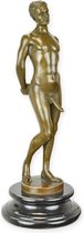Bronzen beeld - beeldje van een naakte man met een erectie - brons - 31,1 cm hoog