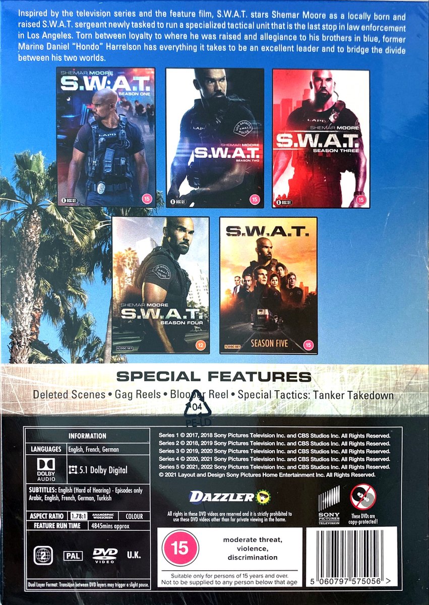 S.W.A.T. SWAT Seizoenen 1-5 - DVD - Import zonder NL ondertiteling (DVD),  Shemar Moore
