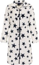 Dames badjas met rits - sterrenprint - fleece - zacht & warm - ritssluiting badjas dames - luxe ochtendjas -maat L (44-46)