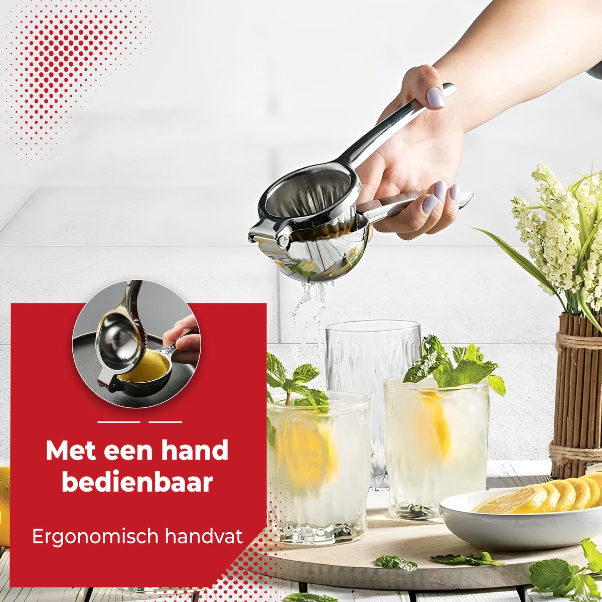 HI NATURE Robuuste Kwaliteit Citroenpers - Limoenpers thumbnail 4