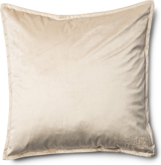 Riviera Maison Housse de coussin, Sierkussen, couleur unie - Basic, Kussensloop Velours - 50x50 cm - beige