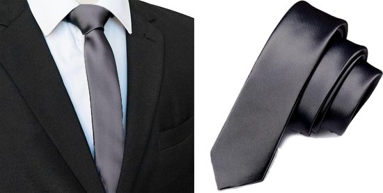 Cravate Sorprese - Anthracite - Uni - Étroit - 5 cm - Cravattes pour homme