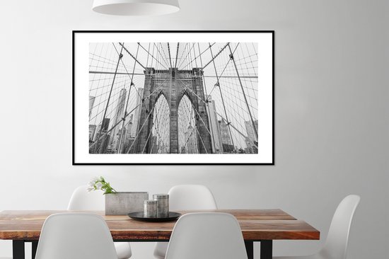 Cadre photo avec affiche - Bridge de Brooklyn - Pont - Architecture - Bâtiment - 120x80 cm - Cadre pour affiche