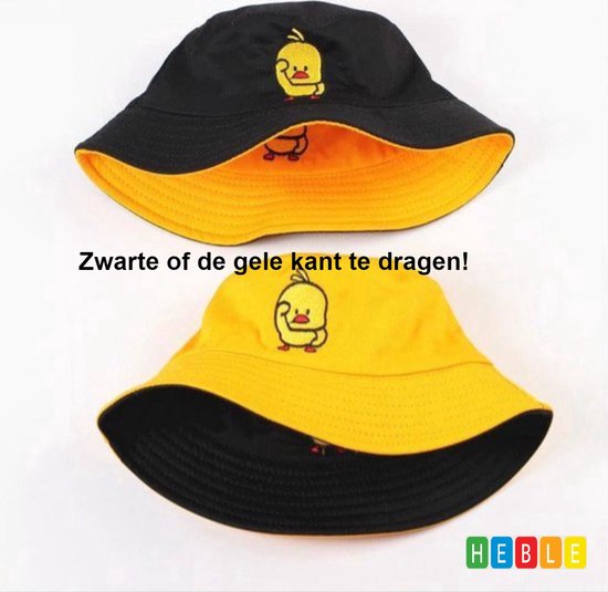 *** Hoed Festival Zomer - Bucket Hat - Vissershoedje - Eend Geel Zonnehoed - van Heble® ***